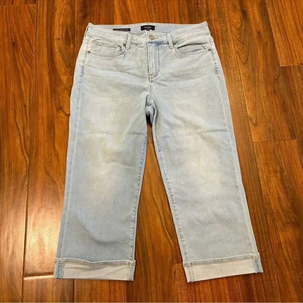 NYDJ Marilyn Straight light wash cuffed jeans